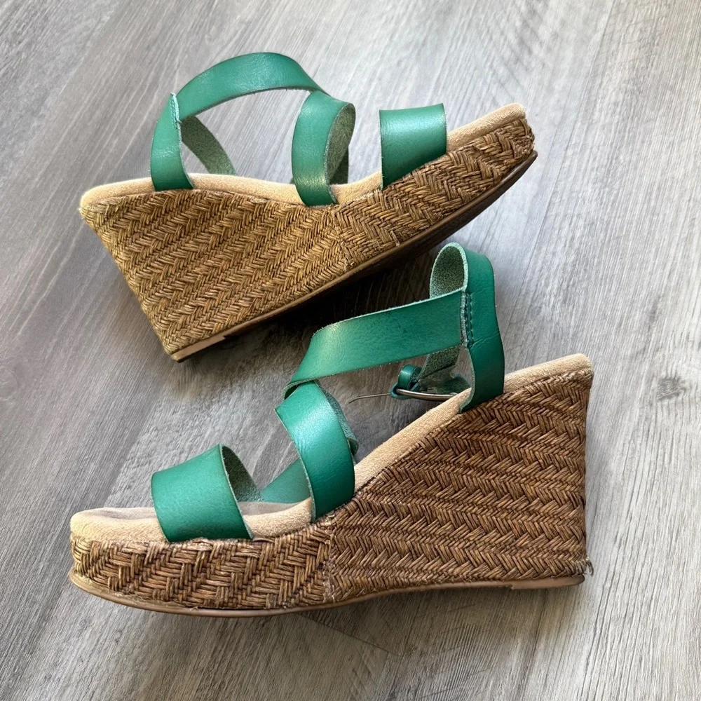 Daytrip Wedge Heel Sandals Women’s 9 Green Jute Used Worn